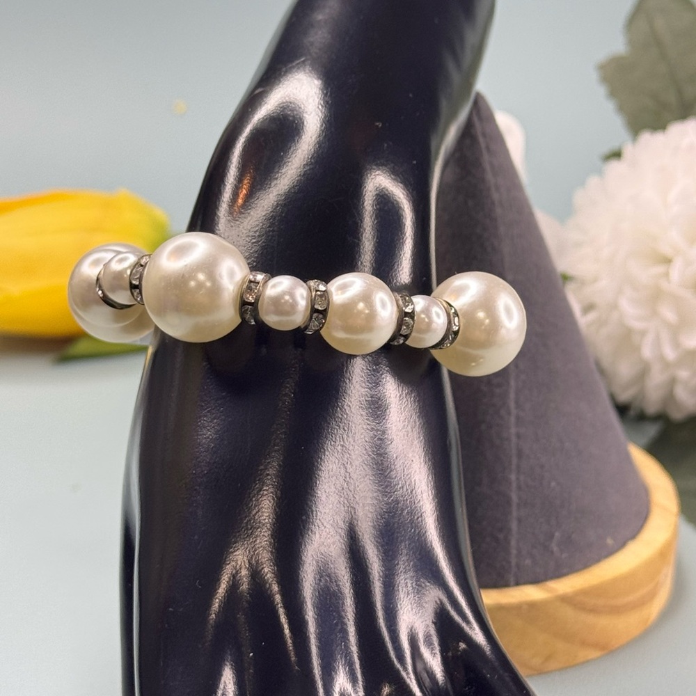Mint Silver and White Bracelet with Crystal Accents - Picture 5 of 5